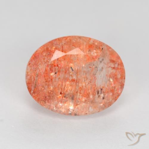 2.78ct Naturel Orange moyen-léger Pierre de soleil, ovale, Translucide