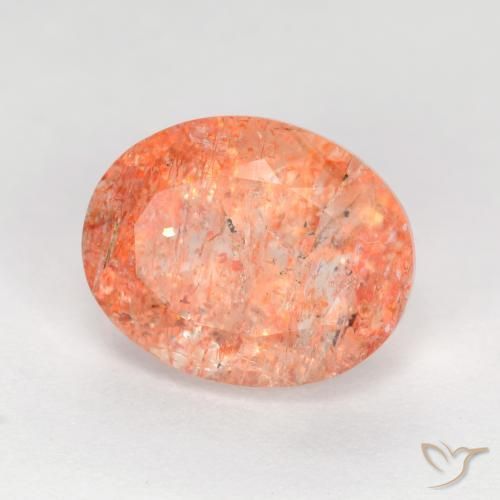 Pierre de soleil Orange moyen-léger naturelle ovale, 2.78 ct, Translucide