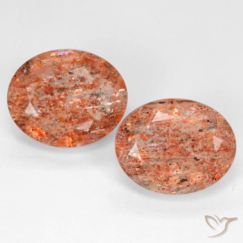 4.75ctw Naturel Orange rougeâtre Pierre de soleil, ovale, Translucide