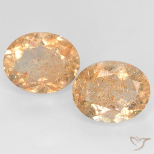 4.91ctw Naturel Orange cantaloup Pierre de soleil, ovale, Transparent