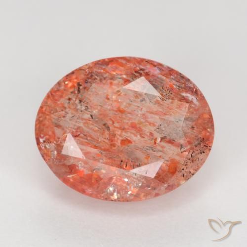 2.80ct Naturel Rouge moyen Pierre de soleil, ovale, Translucide