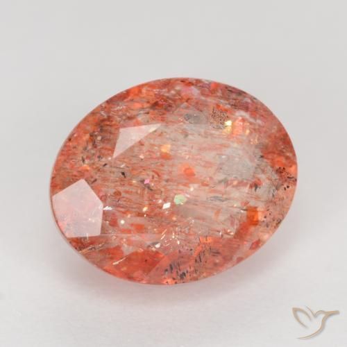 Pierre de soleil Rouge moyen naturelle ovale, 2.80 ct, Translucide