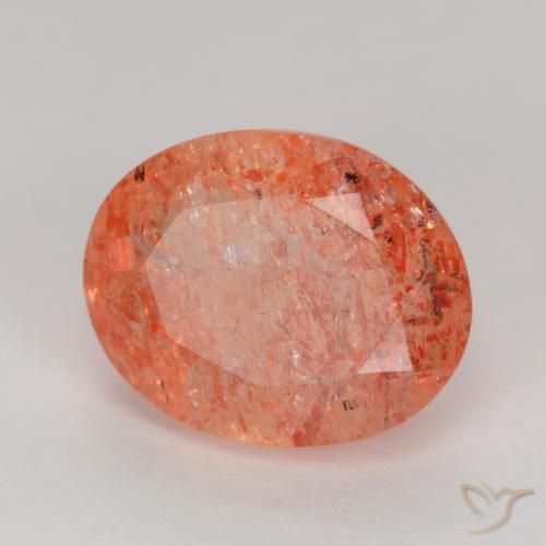 Pierre de soleil Rouge orange vif naturelle ovale, 2.66 ct, Translucide