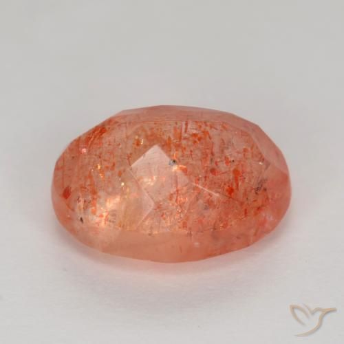Pierre de soleil Rouge orange vif naturelle ovale, 2.66 ct, Translucide