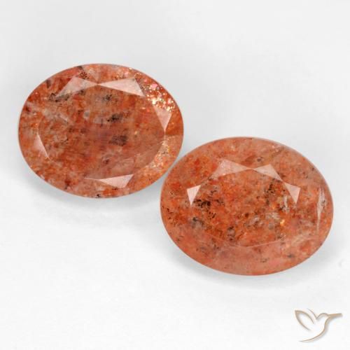 4.77ctw Naturel Orange rougeâtre Pierre de soleil, ovale, Translucide