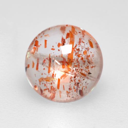 Pierre de soleil orange naturelle coupe roude, 0,86 ct, transparent