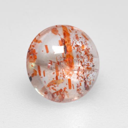 Pierre de soleil orange naturelle coupe roude, 0,86 ct, transparent