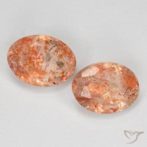 2.55ctw Naturel Orange gingembre Pierre de soleil, ovale, Translucide