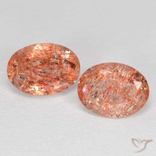 2.30ctw Naturel Orange moyen Pierre de soleil, ovale, Translucide