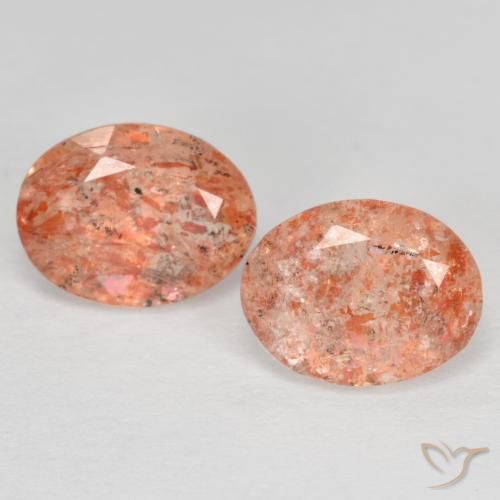 2.53ctw Naturel Orange moyen-léger Pierre de soleil, ovale, Translucide