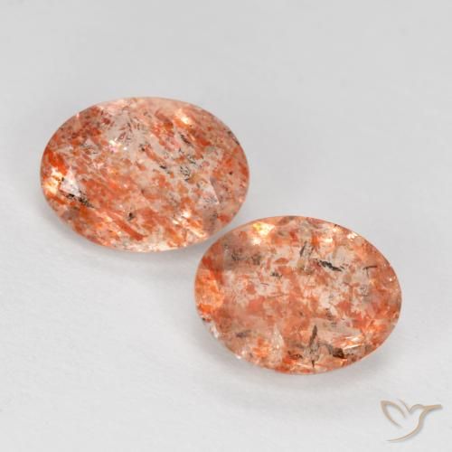 2.00ctw Naturel Orange rougeâtre Pierre de soleil, ovale, Translucide