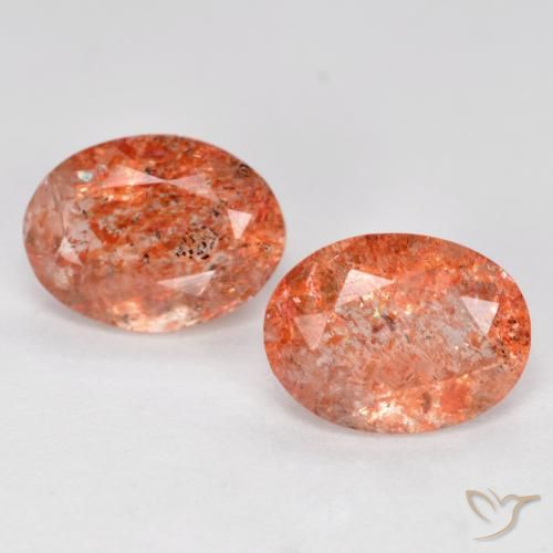 2.32ctw Naturel Orange rougeâtre Pierre de soleil, ovale, Translucide