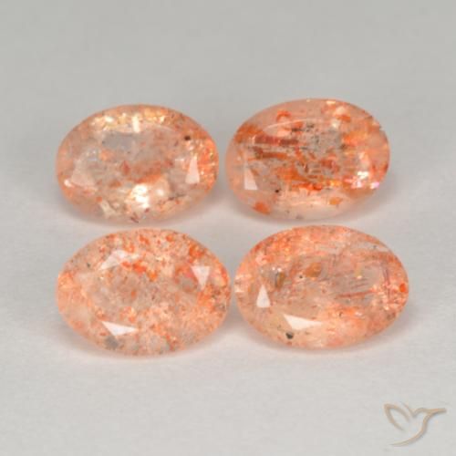 3.38ctw Naturel Orange gingembre Pierre de soleil, ovale, Translucide