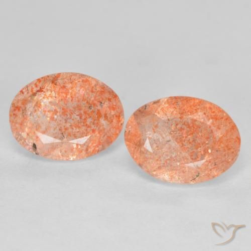 2.53ctw Naturel Orange rougeâtre Pierre de soleil, ovale, Translucide