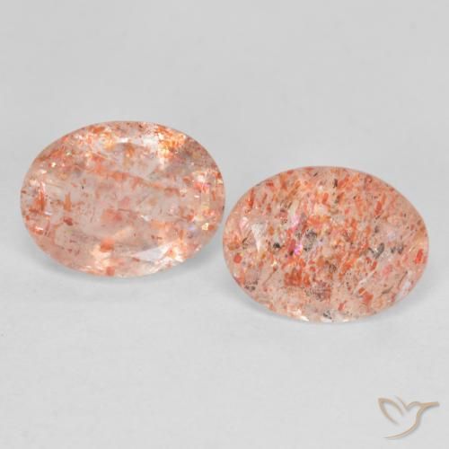 2.26ctw Naturel Orange clair Pierre de soleil, ovale, Translucide