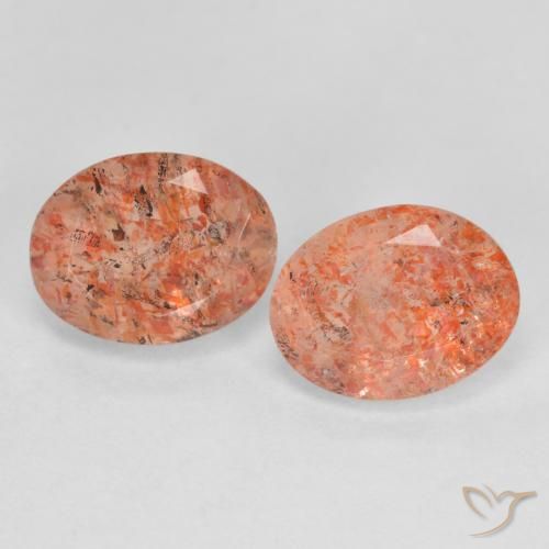 2.32ctw Naturel Orange moyen Pierre de soleil, ovale, Translucide
