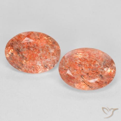 2.25ctw Naturel Orange moyen Pierre de soleil, ovale, Translucide