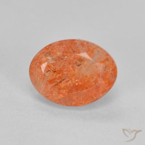 1.49ct Naturel Orange vif Pierre de soleil, ovale, Translucide