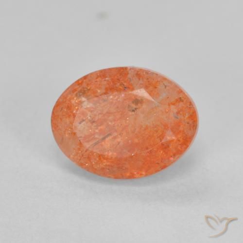 Pierre de soleil Orange vif naturelle ovale, 1.49 ct, Translucide