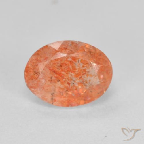 1.45ct Naturel Orange vif Pierre de soleil, ovale, Translucide