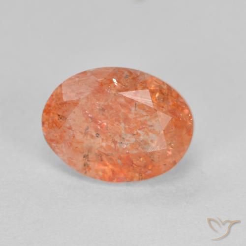 Pierre de soleil Orange vif naturelle ovale, 1.45 ct, Translucide