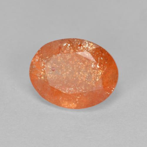 Pierre de Soleil  Orange rougeâtre naturelle Coupe ovale, 1.31 ct, Translucide