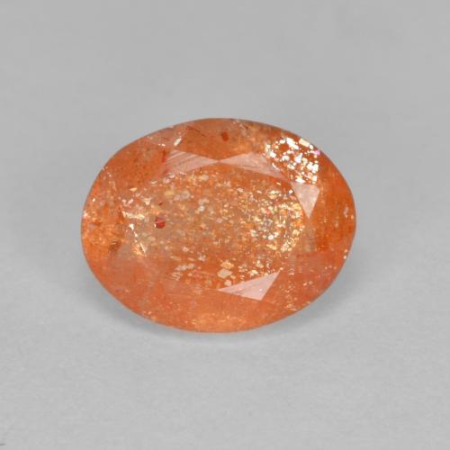 Pierre de Soleil  Orange rougeâtre naturelle Coupe ovale, 1.31 ct, Translucide
