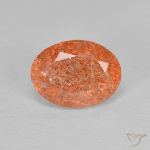 1.29ct Naturel Orange moyen Pierre de soleil, ovale, Translucide