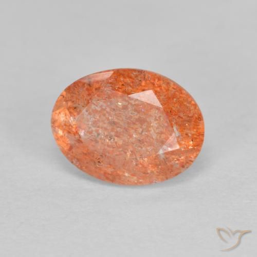 Pierre de soleil Orange moyen naturelle ovale, 1.29 ct, Translucide