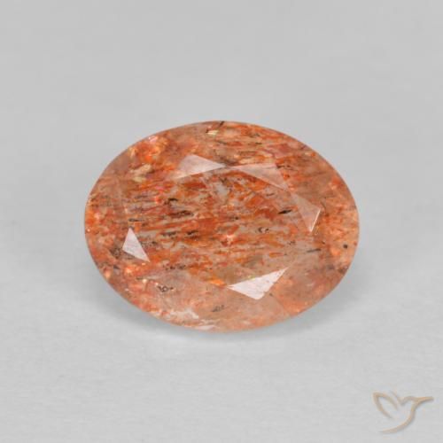 1.41ct Naturel Orange pamplemousse Pierre de soleil, ovale, Translucide