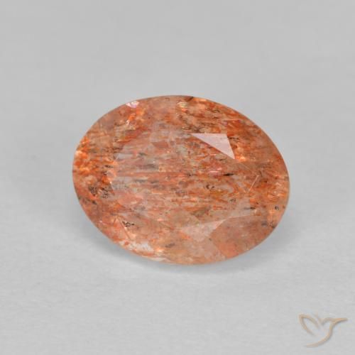 Pierre de soleil Orange pamplemousse naturelle ovale, 1.41 ct, Translucide