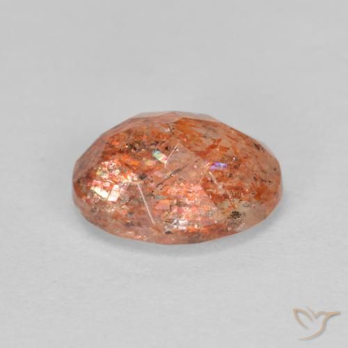 Pierre de soleil Orange pamplemousse naturelle ovale, 1.41 ct, Translucide