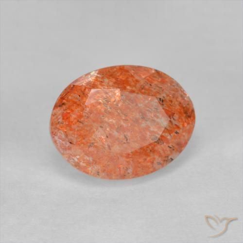 Pierre de soleil Orange pamplemousse naturelle ovale, 1.41 ct, Translucide