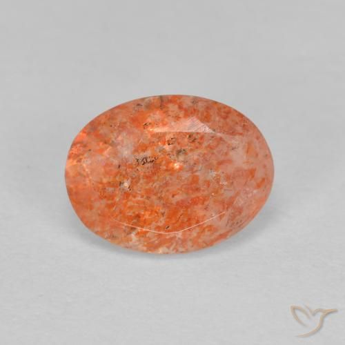 1.26ct Naturel Orange rougeâtre Pierre de soleil, ovale, Translucide