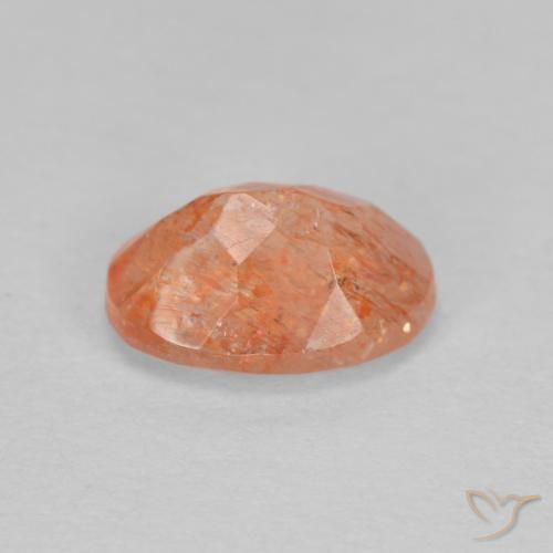 Pierre de soleil Orange rougeâtre naturelle ovale, 1.26 ct, Translucide