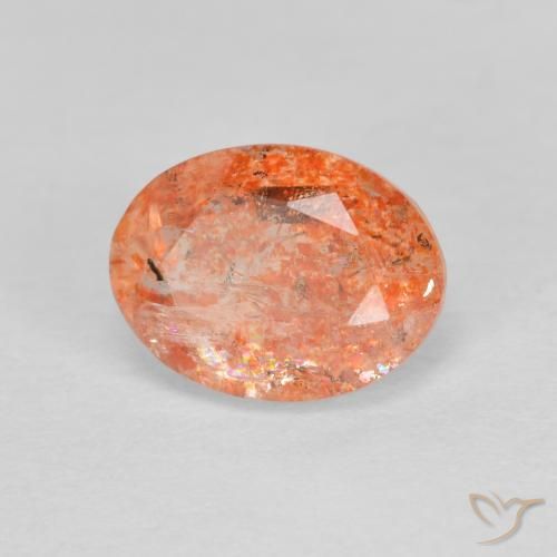 Pierre de soleil Orange gingembre naturelle ovale, 1.41 ct, Translucide