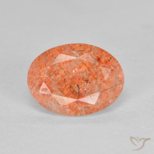 1.34ct Naturel Orange rougeâtre Pierre de soleil, ovale, Translucide