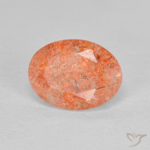 Pierre de soleil Orange rougeâtre naturelle ovale, 1.34 ct, Translucide