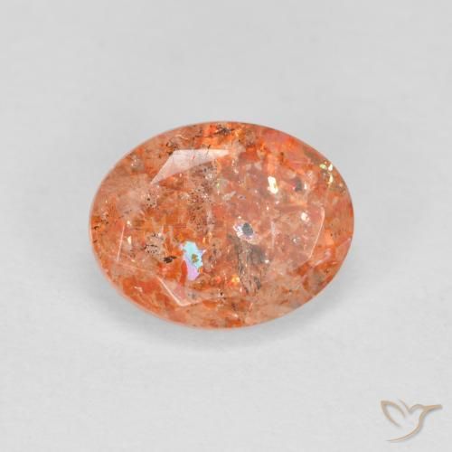 Pierre de soleil Orange gingembre naturelle ovale, 1.22 ct, Translucide