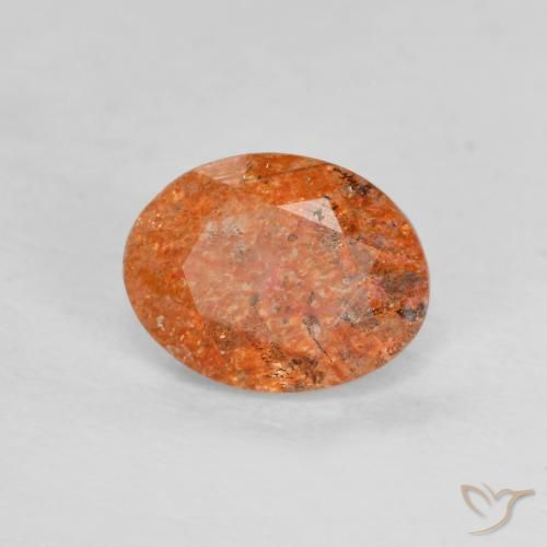 Pierre de soleil Orange moyen naturelle ovale, 1.30 ct, Translucide