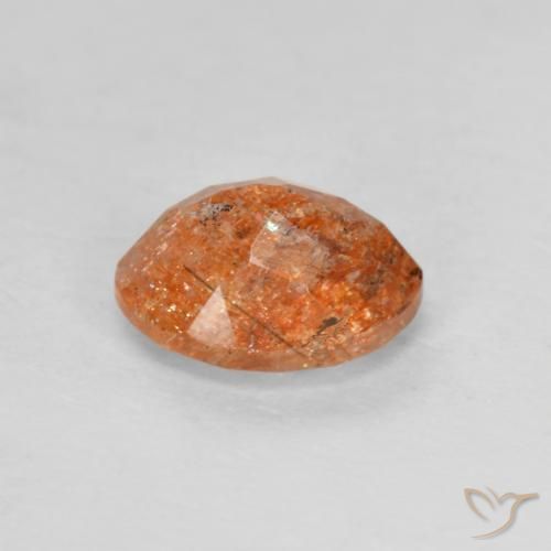 Pierre de soleil Orange moyen naturelle ovale, 1.30 ct, Translucide