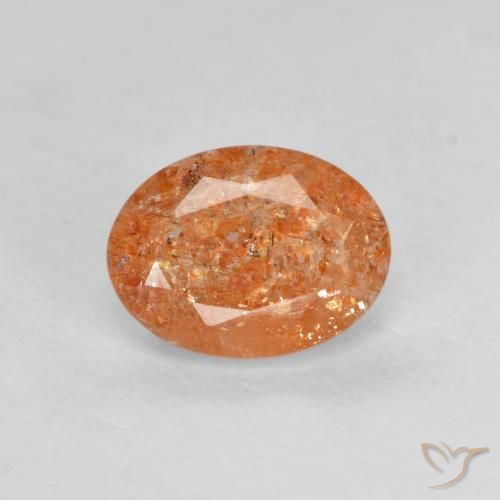 1.25ct Naturel Orange rougeâtre Pierre de soleil, ovale, Translucide