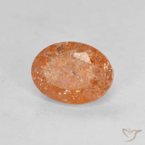 Pierre de soleil Orange rougeâtre naturelle ovale, 1.25 ct, Translucide