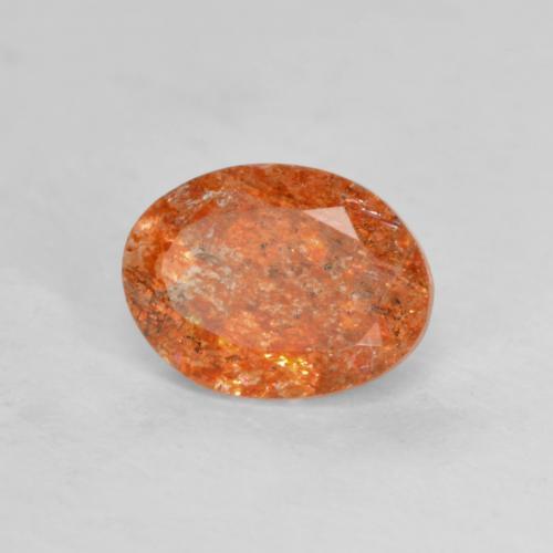 Pierre de soleil orange naturelle coupe ovale, 1,27 ct, translucide