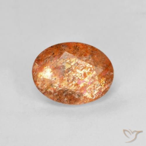 1.31ct Naturel Orange rougeâtre Pierre de soleil, ovale, Translucide