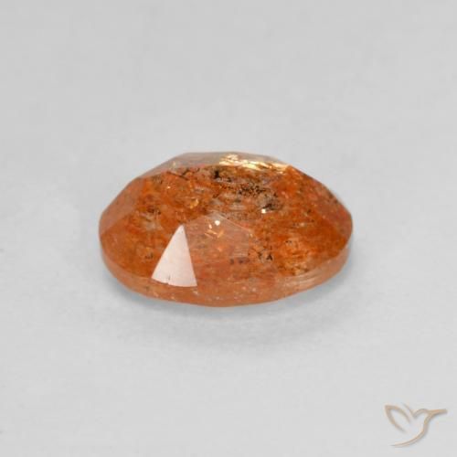 Pierre de soleil Orange rougeâtre naturelle ovale, 1.31 ct, Translucide