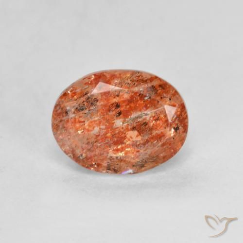 1.53ct Naturel Orange chaud Pierre de soleil, ovale, Translucide