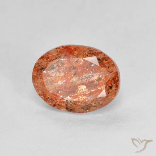 Pierre de soleil Orange chaud naturelle ovale, 1.53 ct, Translucide