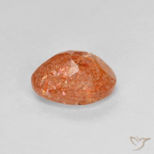 Pierre de soleil Orange moyen naturelle ovale, 1.35 ct, Translucide