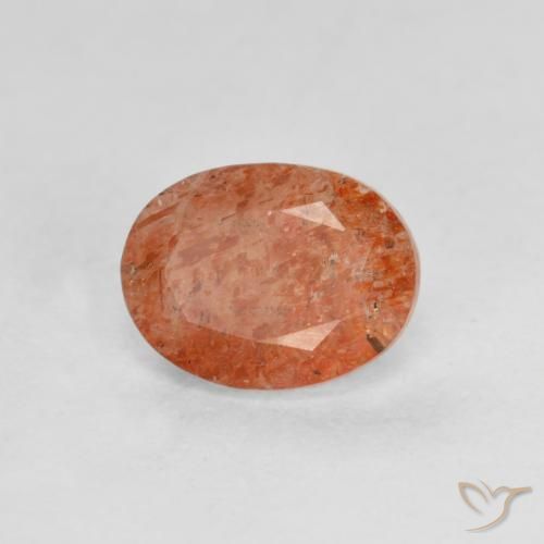1.30ct Naturel Orange rougeâtre Pierre de soleil, ovale, Translucide